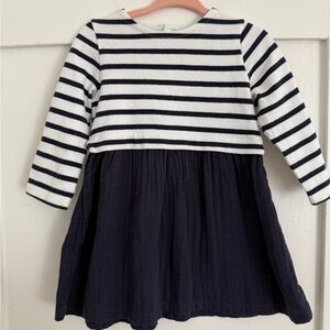 Petit Bateau Navy and White Striped Dress